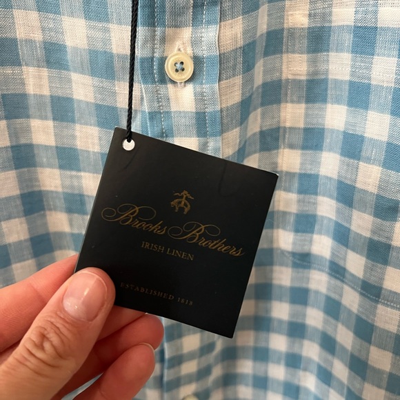 Brooks Brother Gingham Irish Linen Shirt NWT - Picture 4 of 4